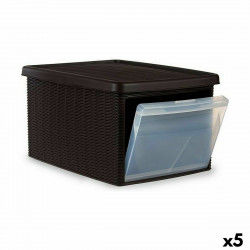 Storage Box with Lid Stefanplast Elegance Side Brown Plastic 29 x 21 x 39 cm...