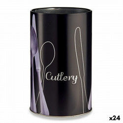Tin Pieces of Cutlery Black Metal 1 L (24 Units)