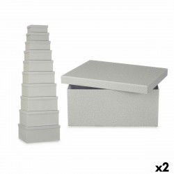 Set of Stackable Organising Boxes Dark grey Cardboard (2 Units)