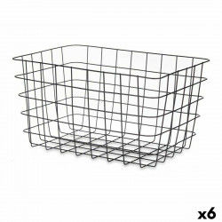 Multi-purpose basket Black Metal 38,5 x 20,5 x 28 cm Rectangular (6 Units)