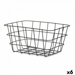 Multi-purpose basket Black Metal 24,5 x 12 x 18 cm Rectangular (6 Units)