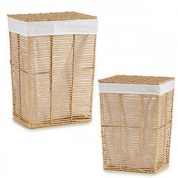 Set of Baskets 2 Pieces White Brown wicker
