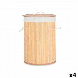 Laundry basket Natural Metal Bamboo MDF Wood 48 L 37 x 50 x 37 cm (4 Units)