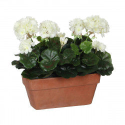 Dekorativ plante Mica Decorations Keramik Hvid Gul PVC Geranium (29 x 13 x 40...