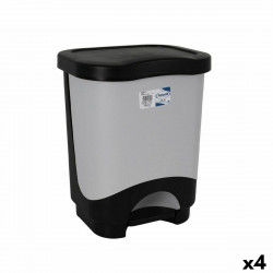 Waste bin with pedal Tontarelli Idea 24 L Black Grey 35 x 29 x 44,5 cm (4 Units)