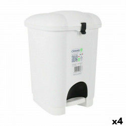 Waste bin with pedal Tontarelli Carolina 6 L White 20 x 22,5 x 29,7 cm (4 Units)