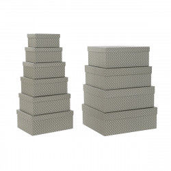 Set of Stackable Organising Boxes DKD Home Decor Mouse Grey White Cardboard...