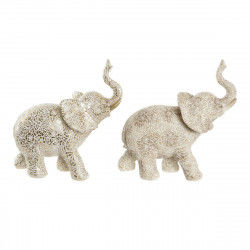 Dekorativ figur DKD Home Decor Beige Gylden Elefant Kolonistil 25 x 11,8 x 25...