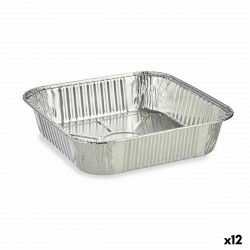 Set of Kitchen Dishes Disposable Squared Aluminium 20,5 x 6,5 x 20,5 cm (12...