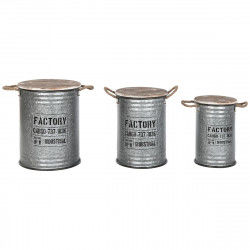 Sæt med kister Home ESPRIT Sølvfarvet Mørkebrun Metal Vintage 38 x 38 x 48 cm