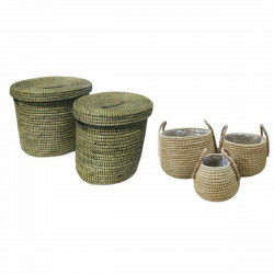 Basket set DKD Home Decor With lid 55 x 55 x 50 cm 58 x 46 x 50 cm Natural...