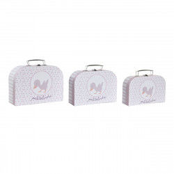 Set of decorative boxes DKD Home Decor 28 x 9,5 x 20 cm Pink Metal...