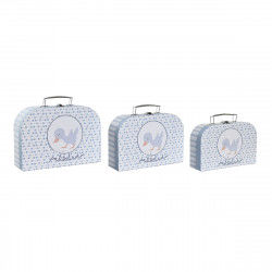 Set of decorative boxes DKD Home Decor 28 x 9,5 x 20 cm Blue Metal...