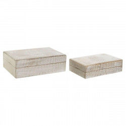 Set of decorative boxes DKD Home Decor Mango wood 25 x 17 x 8 cm Stripped (2...