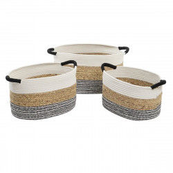 Basket set DKD Home Decor Beige Cotton Natural Fibre (42 x 32 x 24 cm) (3...