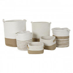 Set de basket DKD Home Decor Blanc Coton Jute (45 x 45 x 54 cm) (6 Pièces)