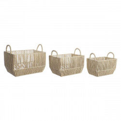 Basket set DKD Home Decor Metal Natural Fibre (40 x 30 x 25 cm)