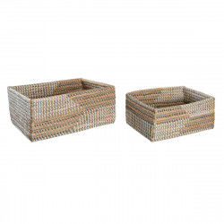 Basket set DKD Home Decor Tropical Seagrass 38 x 28 x 16 cm