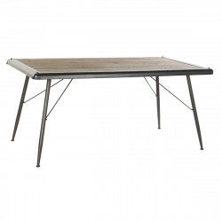 Dining Table DKD Home Decor Fir Natural Metal Light grey 161 x 90 x 75 cm