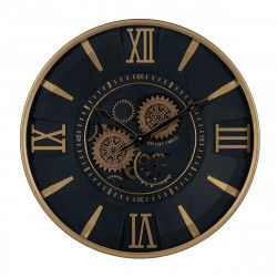 Reloj de Pared Negro Dorado Cristal Hierro 59 x 8,5 x 59 cm (3 Unidades)