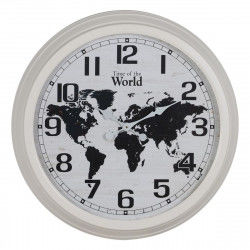 Wall Clock World Map White Black Iron 70 x 70 x 6,5 cm