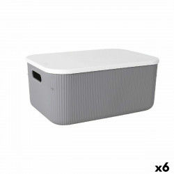Storage boxes Lova With lid Plastic Grey 37,4 x 26,1 x 16,4 cm (6 Units)
