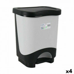 Waste bin with pedal Tontarelli Idea 18 L Black Grey 31,6 x 27,6 x 41 cm (4...