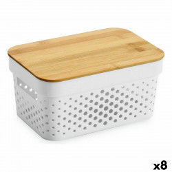 Caja Multiusos Confortime Blanco Marrón Bambú Plástico 26,2 x 17,5 x 12,5 cm...
