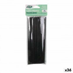 Reusable Straws Algon Black Plastic 36 Units 22 cm 6 mm