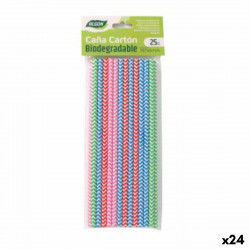 Straws Algon Cardboard Multicolour Stripes 25 Pieces 24 Units