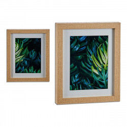 Obraz Liść roślin Kolor Zielony Brązowy Szkło Płyta 23 x 3 x 28 cm