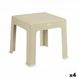 Table pour enfant Rattan Crème Plastique 47 x 42,5 x 47 cm (4 Unités)