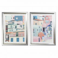 Painting DKD Home Decor 69 x 3 x 89 cm Houses Urban (2 Units)