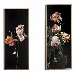 Painting Golden Flowers Black Particleboard (21,2 x 2 x 51,2 cm)