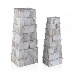 Set of Stackable Organising Boxes Versa Marble Cardboard 15 Pieces 35 x 16,5...