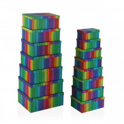 Set of Stackable Organising Boxes Versa Rainbow Cardboard 15 Pieces 35 x 16,5...