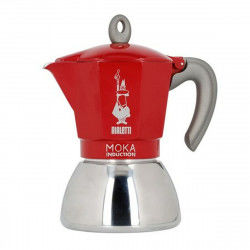 Italian Coffee Pot Bialetti Moka Induction Black Red Metal Stainless steel...
