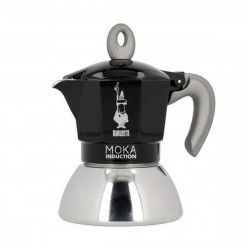Italian Coffee Pot Bialetti Moka Induction Black Metal Stainless steel...