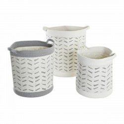 Basket set DKD Home Decor Grey Cotton (3 Pieces) (35 x 35 x 40 cm)