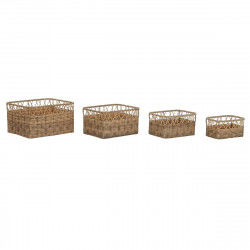 Basket set DKD Home Decor Natural Metal Polyethylene 42 x 32 x 22 cm 4 Pieces
