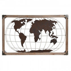 Decorative Figure DKD Home Decor Natural Metal Copper Pinewood World Map (75...