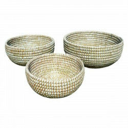 Basket set DKD Home Decor Natural White Seagrass (40 x 40 x 18 cm) (3 Pieces)