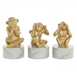Decorative Figure DKD Home Decor White Golden Tropical Monkeys 10,5 x 10,5 x...
