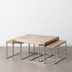 Centre Table 70 x 70 x 41 cm Metal Wood 3 Units