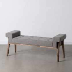 Bench 120 x 40 x 50 cm Synthetic Fabric Grey Wood