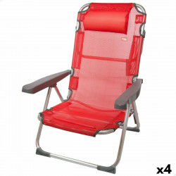 Sammenfoldelig stol med nakkestøtte Aktive Menorca Rød 48 x 90 x 60 cm (2...