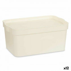 Boîte de rangement avec couvercle Crème Plastique 7,5 L 21,5 x 14,5 x 32 cm...