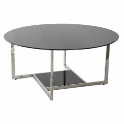 Table Basse DKD Home Decor Noir Argenté Verre Acier Plastique 100 x 100 x 45 cm