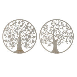 Wall Decoration DKD Home Decor White 100 x 1 x 100 cm Tree Golden Indian Man...