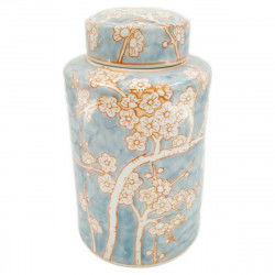 Vase DKD Home Decor Porcelain Blue Orange 18 x 18 x 30 cm Oriental